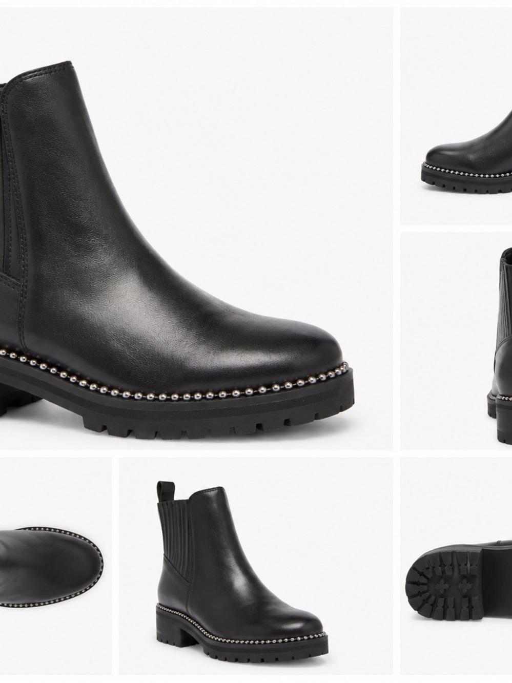 Steve Madden Gale Black Leather Chelsea Lug Boots Women’s Size 7
